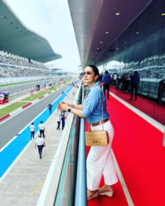 Gul Panag Instagram - Me, I’m happiest on a race track.  Dozens of races watched and traveled to. Seen from fancy VVIP lounges to the team garages (  watching from my home team @mahindraracing ‘s garage has been the best ) to actually being lucky enough to drive a few Formula Cars ( F1, courtesy @renault_france , Formula E courtesy my friends @mahindraracing and @gill.dilbagh and more, to trying my hand at racing with the @polocup.india ( remember @rayomandbanajee 😅)- I cannot adequately express my love for motorsport.

I’m so thrilled we have seen two big ticket international marquee racing events  this year- The Formula E at Hyderabad and the @motogpbharat  today at @buddh.international.circuit . 
Cannot wait for more!!

P.S .
The shoes I’m wearing, deserve a post of their own. But given that my Instagram game is the most authentic version of what I’m currently doing, I probably may never get down to it. 🤦🏻‍♀️
So here it goes. These are the most comfortable sandals I have worn in a long time. I spent 12 hours in them yesterday. And close to the same number of hours today.  Wearing them to a race was  a risky decision. Last time I wore any kind of heels to a race , was about 10 years ago and  i ended up with blisters the size of grapes on my feet. Never have I since then, , ever ever risked, wearing anything but flats to the races. Ideally trainers .😅 There’s a lot of walking around. I end up doing 6000 odd steps . So, which brings me to this amazing pair by @vanillamoonshoes . 🤩🤩
Ladies ( and gents, if that’s your vibe) highly recommend them.