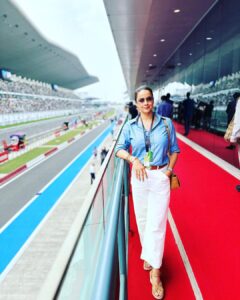 Gul Panag Instagram - Me, I’m happiest on a race track.  Dozens of races watched and traveled to. Seen from fancy VVIP lounges to the team garages (  watching from my home team @mahindraracing ‘s garage has been the best ) to actually being lucky enough to drive a few Formula Cars ( F1, courtesy @renault_france , Formula E courtesy my friends @mahindraracing and @gill.dilbagh and more, to trying my hand at racing with the @polocup.india ( remember @rayomandbanajee 😅)- I cannot adequately express my love for motorsport.

I’m so thrilled we have seen two big ticket international marquee racing events  this year- The Formula E at Hyderabad and the @motogpbharat  today at @buddh.international.circuit . 
Cannot wait for more!!

P.S .
The shoes I’m wearing, deserve a post of their own. But given that my Instagram game is the most authentic version of what I’m currently doing, I probably may never get down to it. 🤦🏻‍♀️
So here it goes. These are the most comfortable sandals I have worn in a long time. I spent 12 hours in them yesterday. And close to the same number of hours today.  Wearing them to a race was  a risky decision. Last time I wore any kind of heels to a race , was about 10 years ago and  i ended up with blisters the size of grapes on my feet. Never have I since then, , ever ever risked, wearing anything but flats to the races. Ideally trainers .😅 There’s a lot of walking around. I end up doing 6000 odd steps . So, which brings me to this amazing pair by @vanillamoonshoes . 🤩🤩
Ladies ( and gents, if that’s your vibe) highly recommend them.