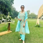 Gul Panag Instagram - The last of the wedding series. Featuring some action. I really like to go to places with my hair done up. And then by the end of the evening, I end up tying up my hair. So some people let their hair down. And I always start with my hair down . Anachronistic by most standards I suppose !! All outfits at this wedding are recycled. Except the one in the first picture. New suit, made remotely courtesy @simranpotnis . And it fit like a glove. All of those are between four and 24 years old. Including one borrowed. This suit purchase , is the first one since my brother @sherbirpanag got married. 😅 #sustainability and #sustainablefashion as my friend @figuramoda would say. A big thanks to @keeratkular and @simranpotnis and @sxnjxnx . You know why. 😅 And thank you @k.noo.sh for making this stunning suit without even meeting me once. ❤️❤️ And then for meeting me and feeding me the yummiest nicest stuff. 😋 😋😋😋😋 Delhi, India