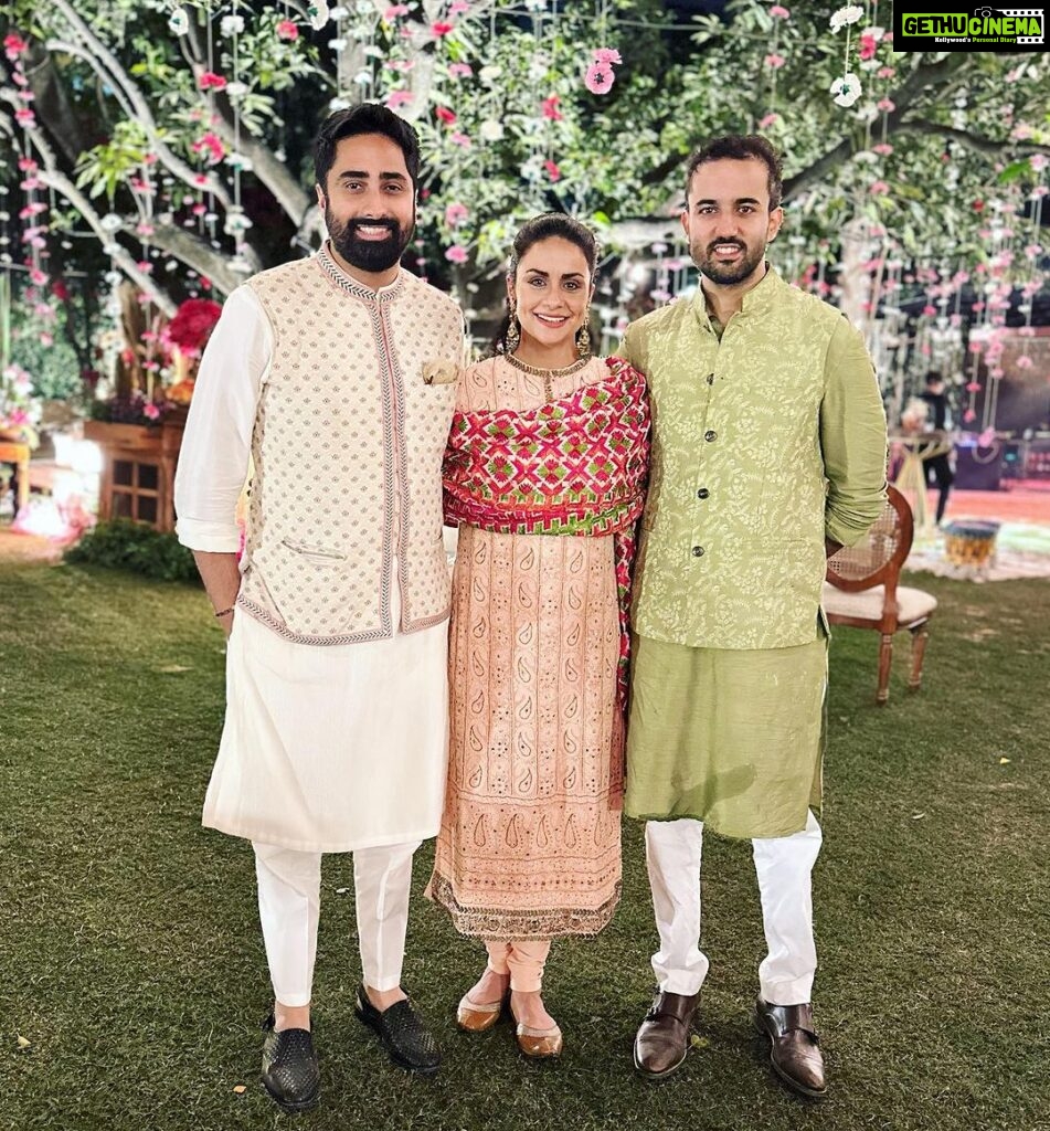 Gul Panag Instagram - Congratulations @ajaithandi ! Wishing you and Sahiba a life time of happiness ( I don’t have a picture with her 🤦🏻‍♀️). It was so wonderful to be able to join the celebrations . Like being at my own little brother’s wedding. All over again. ❤️ @simartgill and @daamanation felt like home being with you all. As @sherbirpanag said , your home has been a second home to us all our lives. I’m so grateful to have Karan Uncle and Baby Aunty in our lives. While they may be our parents’ friends to begin with, it is their unique ability to have independent equations with us that makes them both so special. And that’s the beauty of inter generational friendships! Time to take it to the 4th generation now . 🧿🧿🧿🧿🧿🧿