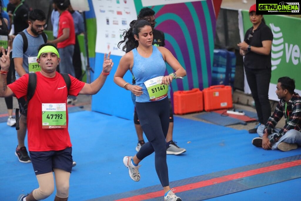 Gul Panag Instagram - Delhi, you were amazing! Such incredible energy this morning. Over 30,000 runners, running like they belonged to a tribe! Have had the most amazing day. And my heart is so full! Dear @procamintl thank you for this incredible experience. And for pushing me to run. Note to self: Untrained runs are not as nice as the ones you train for. Was coaxed into running the 10k. (Even though I haven’t done more than 5 k in last 2 years. ) Time to add a weekly run to my regimen.😅 Thank you @bountyclicks for the images . @delhihalfmarathon Delhi, India