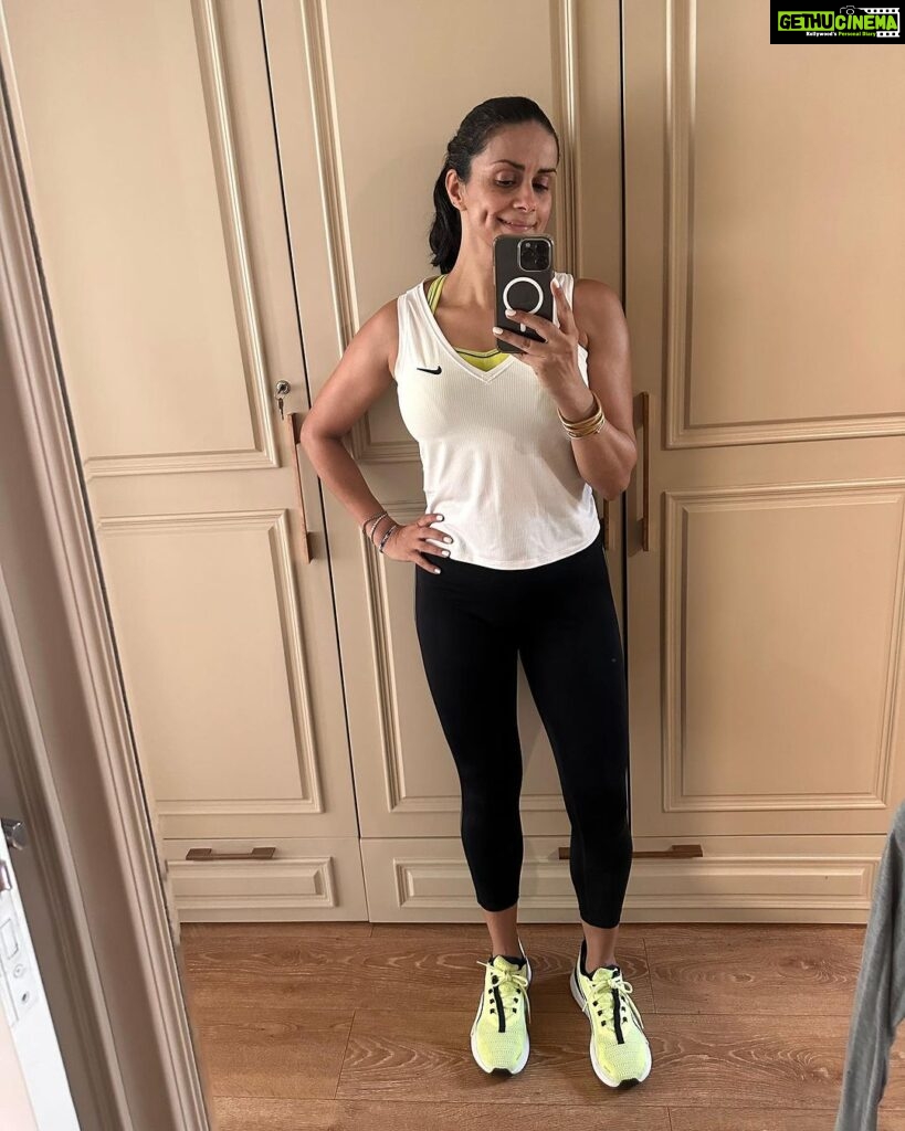 Gul Panag Instagram - The week in workout wear. Because motherhood is an extreme sport. 😅 When I first started exercising regularly as a part of a regimen, by parental diktat, 🙄 as a 15 year old, I would wear an old T-shirt and my old Games Kit shorts from The Lawrence School Lovedale (boarding school). I was, of course aware of a dedicated outfit for games and exercise, given that, it was the norm in the Armed Forces. Every evening, we saw our Fathers in white T-shirts & white shorts as they went off for ‘games and sports’ . Over the years, this wearing an old T-shirt, and some shorts, continued to be a thing. Some years later, my boyfriend, now husband, got me some really nice T-shirts from @reebok . And I started wearing them with jeans, as part of normal wear. And he was like “they are meant for you to exercise in”. And I was like “they will get spoilt”. (He was like what crazy person am I stuck with ??!! His brother, @Rustyclicks would sleep in exercise wear , not after exercising. But just sleep. So HE was used to this .😅 ( ALL, from the same boarding school, including @sherbirpanag ). Speaking of which, we had certain folks in school who would sleep in the ‘PT kit’ at night, so as to save time in the morning to be ready for 6:30 am P.T. Anyway, it finally dawned on me that I should wear better clothes when I head out to exercise when I met someone who really ‘dressed up’ in very well coordinated ‘uppers and lowers’ to go to the gym. And he had a perspective, which is - “it is the best and the hardest part of my day and I want to be well turned out for it”. That was a turning point for me. Almost 15 years ago. Remember this was a time when there was very little choice when it came to fitness apparel. And then things changed as fitness became more ‘mainstream’. Many brands have been very generous in sending me merchandise - from @nikerunning to @reebok to @asicsindia to @pumaindia @adidasindia . I’ve been the recipient of running shoes as well as clothes. I’m truly grateful for that. And now they all come in handy. So yes, I make an effort to get ready for exercise. Probably more effort than dressing up normally . @keeratkular IYKYK. 😂