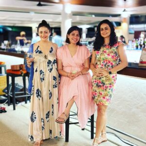 Gul Panag Instagram - Grabbing sane moments between watching over kids, getting them stitched up( after falls ), feeding them,  taking them out of the pool,  settling their spats, getting them ready and more.

Because - Girls  just wanna have fun!
Even when they are MOMs.
@chauhanrachna07 @uditaanand 

.
.
.
.
#momlife #travelwithkids #travelwithkidstips