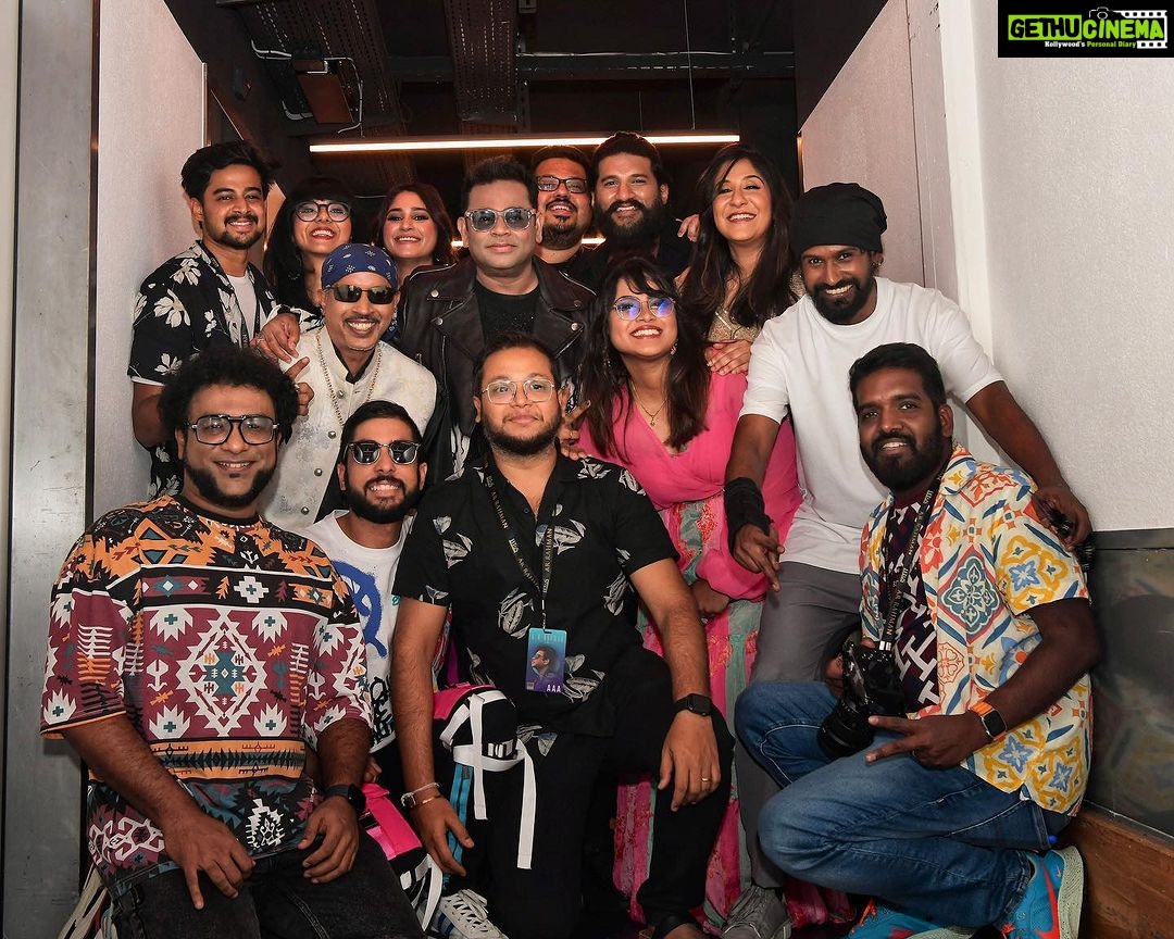 Haricharan Instagram - “Come! lets all take one” A Priceless Picture with our Main man @arrahman sir, after our fully sold out Double Feature in Zurich on Saturday and Sunday. Had such an amazing time with these wonderful souls , cant wait to be with them on stage again. Pc - @ashik_shutters #Europetour #liveconcerts #arrahman #haricharan