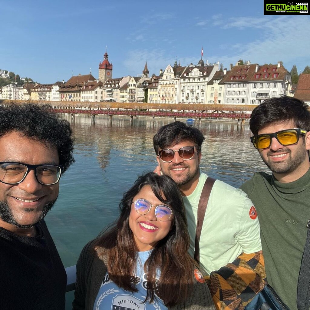 Haricharan Instagram - Party with the gang 😍🔥🎉🎊 #switzerland🇨🇭 #luzern @hridaygattani @haricharanmusic @rakshitasuresh Luzern, Switzerland