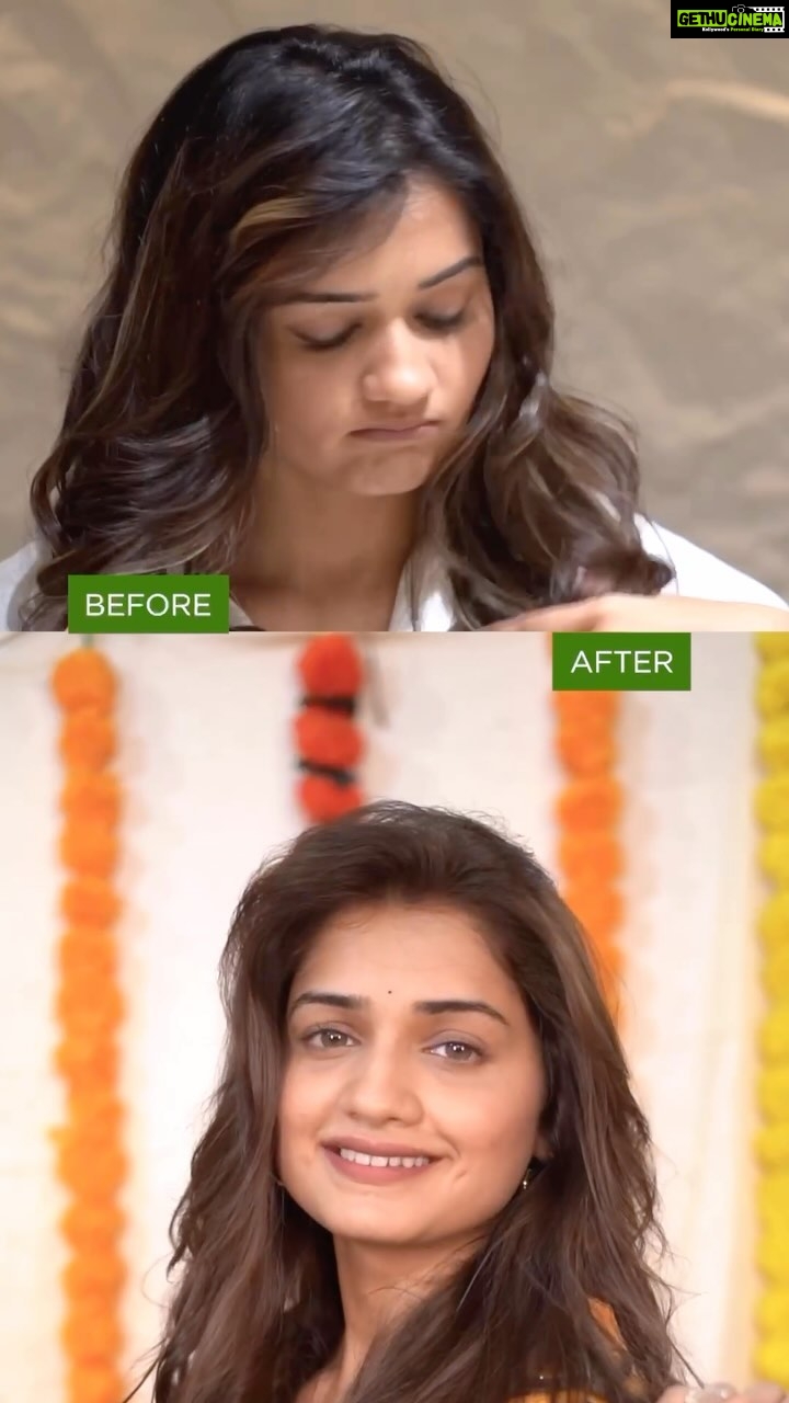 Hruta Durgule Instagram - With Diwali around the corner ✨ , I amped up my look with a hair makeover all by myself💁🏻! and when my friends and family saw my look their reactions were crazy🤯....check it out! Ps:- Special thanks to Garnier's Virtual Try-On Tool for helping me find the perfect shade for myself✅ Hair colour courtesy: @garnierindia Shade: 5.32 Caramel Brown #ad #collab #ColorfulReactions #GetReadyWithGarnier
