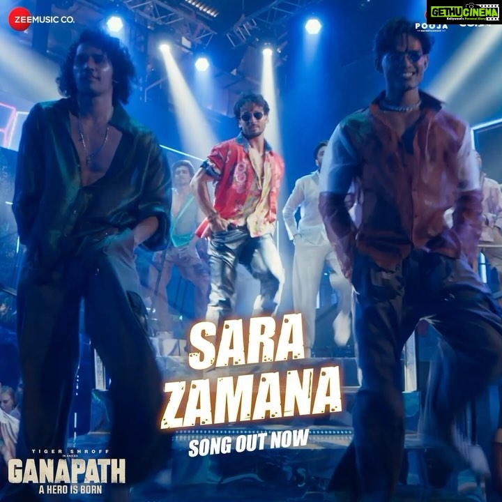 Jackky Bhagnani Instagram - Get ready to groove all night long with #SaraZamana 🎶🌟 Song out now✨ @amitabhbachchan @vashubhagnani @tigerjackieshroff @kritisanon @jackkybhagnani #VikasBahl @deepshikhadeshmukh @pooja_ent @virajsawant #GoodCo @slglobal001 @bennydayalofficial @prakritikakar @priyasaraiyaofficial #WhiteNoiseStudios @pvrpictures #AbhishekSingh @ericpillai