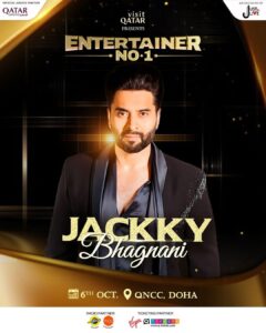 Jackky Bhagnani Instagram - For the first time ever in Doha, Bollywood magic is gonna light up the sky with its biggest stars! Join me at #EntertainerNo1, soon!

Experience an unforgettable night of entertainment and Bollywood magic at @visitqatar presents #EntertainerNo1, an exciting initiative by Jjust LIVE✨ on 6th October at QNCC, Doha

Seats filling fast! Get your tickets NOW: (Link In Bio)

@qatarairways @radioolive.qa @virginmegastoretickets @qtickets_qtr @qatarcalendar @radiosuno @shyamc26 @iloveqatar @lovindoha @qatarliving @banyantreedoha @kailashparbatdoha

#JjustLive #EntertainerNo1 #Qatar #Doha #BollywoodNight #BollywoodMagic #QatarEvent2023 #FirstTimeInQatar #VisitQatar #Search #BollywoodBash #Celebration #MegaEvent #GrandEvent