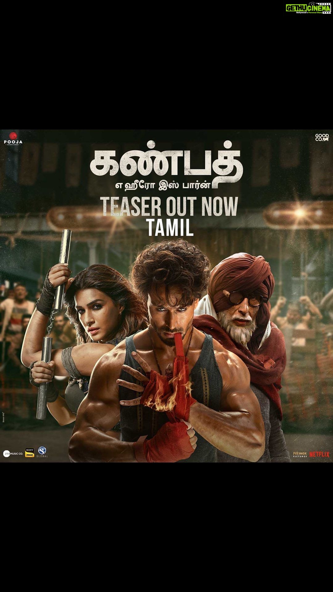 Jackky Bhagnani Instagram - இனியும் காத்திருக்க வேண்டாம். உங்களை எங்கள் உலகிற்கு அழைத்துச்செல்ல நாங்கள் விரைவில் வருகிறோம். #Ganapath in cinemas this Dussehra, 20th Oct #GanapathTeaser @amitabhbachchan #VikasBahl @virajsawant #GoodCo @slglobal001 @zeemusiccompany @elliavrram @ziadmbakri @official.girishkulkarni @rahman_actor _actor @shruthymenon @jameel.mumbai @pvrpictures