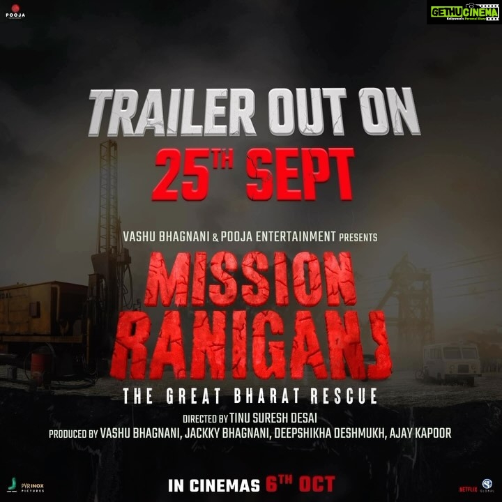 Jackky Bhagnani Instagram - Watch how heroes and their courage win the race against time and beyond! #MissionRaniganjTrailer out on Monday, 25th September. Watch the story of Bharat’s true hero with #MissionRaniganj in cinemas on 6th October! @akshaykumar @vashubhagnani @parineetichopra @tinudesaiofficial @deepshikhadeshmukh @ajay_kapoor_ @ravikishann @kumudkmishra @pavanrajmalhotra @badolavarun #RajeshSharma @dibyenduofficial @virendrasaxenna07 @jameel.mumbai @mukeshsbhatt @ananthmahadevanofficial #ShishirSharma #SudhirPandey #BachanPachera #OmkarDasManikpuri @Kingrani.Deepak @pooja_ent @jjustmusicofficial @pvrpictures @slglobal001
