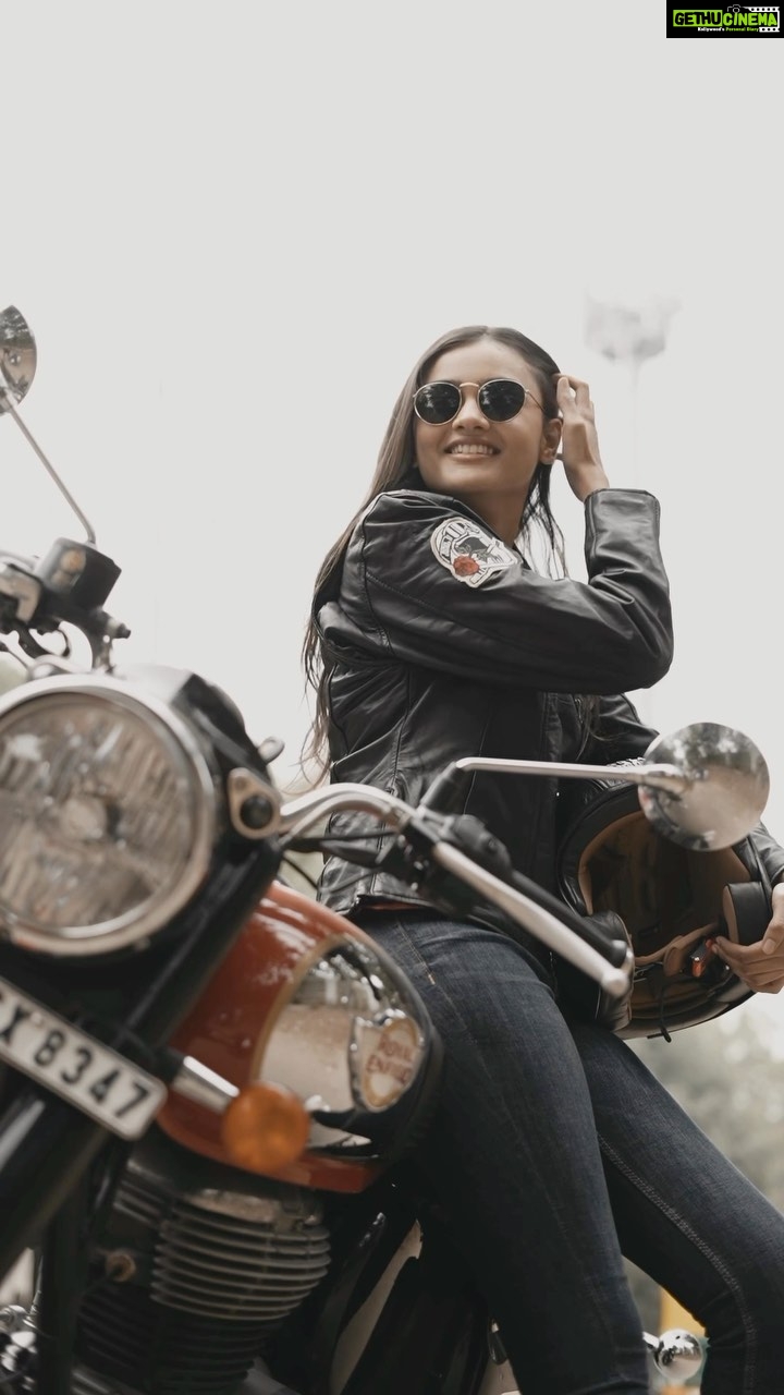 Janki Bodiwala Instagram - A truly Classic beginning to the new year. #RoyalEnfield, #PureMotorcycling, #classic350 #collab #reels #Trending Shot by @aanandshukla Manageby @fatctalents