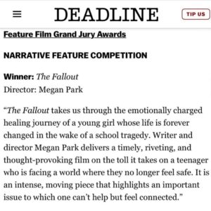 Jenna Ortega Instagram - The Fallout won the Grand Jury Prize for best film and our incredible director @meganparkithere won the Brightcove Award for best director on the rise!! So thrilled. Thank you a million times over to Megan for trusting me with Vada and this story and to everyone who was any help in getting this film made. Special thanks to @sxsw and @franciaraisa, my sweet friend who suggested me for the role and is the reason I got to be apart of this in the first place.