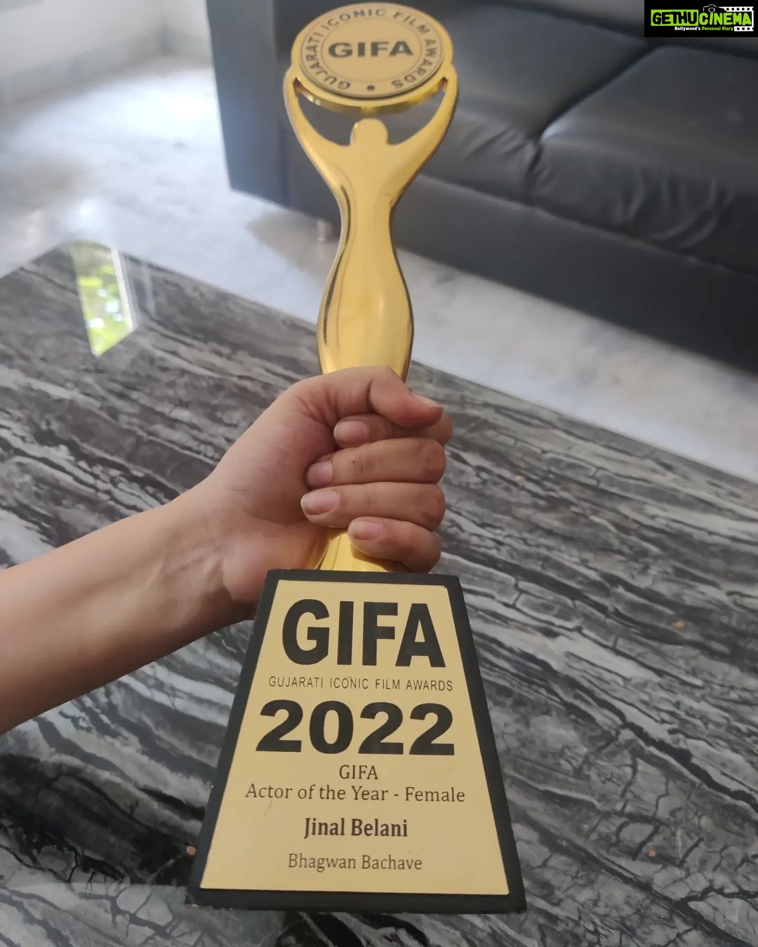 Jinal Belani - 11.7K Likes - Feeling fantastic to achieve GIFA Best Actress of the year 2022 for the Film Bhagwan Bachave đŤđŤđđâ¨â¨ Wait was long but worth it đđ¤ ( य༠यञऌ रचŕĽŕ¤ŕ¤ž âşď¸)
Thank you @gifaofficial
đ Fortunate to have worked with the best team đ
@bhaumiksampat @muni.jha
@janibhavini @iampremgadhavi @hemangdave1983 @raunaqkamdar @buchmehulofficial
@ojasrawal @myrjcharmy @vaishakhratanben @anuraag_prapanna @morli_patel_actor @iamvishal9711
.
@tapanvyas @rakeshhsoni @bhavesh_shah_keys
@crazyboyzentertainment @ankur_sachdev @hiralpkawa @paras.kawa
.
@sonunigamofficial @nakash_aziz @aslidivyakumar @milindosphere
.
@dipakshekhar @vickyjoshi007 @bhavya.doshi @sneak.peekssss @bhavyapurohit_55 @hemashukla_51 @_.joel_khethavath._ @piyush6986 @hemashukla_51 @vir0501 @mr.lakod @dharav.bhavsar krutarth_shah_01 @vishalvyas.official @shilpsaxena @kesarmakeupstudio @bhumirajaaryan
----------------------------------------------