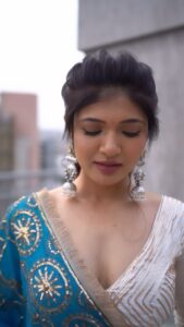 Jolly Rathod Instagram - 💙🤍💙

Wearing : @myamyraah 
Jewellery : @the_beta_girl 
Hair : @divya_makeover_27 
Shot by : @illuminatepixels