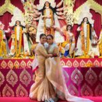 Kajol Instagram - Third day . Shubho Navami. And it was an amazing day. My son served at the bhog and understood why I do it every year.. a newbie @aamandevgan served and felt the power of the puja. So many people that I love were there and so many happy feelings all over. The pujo has ended for everyone else but we still have a just our thing so that feels a little better .. there is a feeling of sadness mixed with elation that it was a successful year and now it’s at an end.. #ranimukherji #aamandevgan #yugdevgan #durgapuja #mahanavami