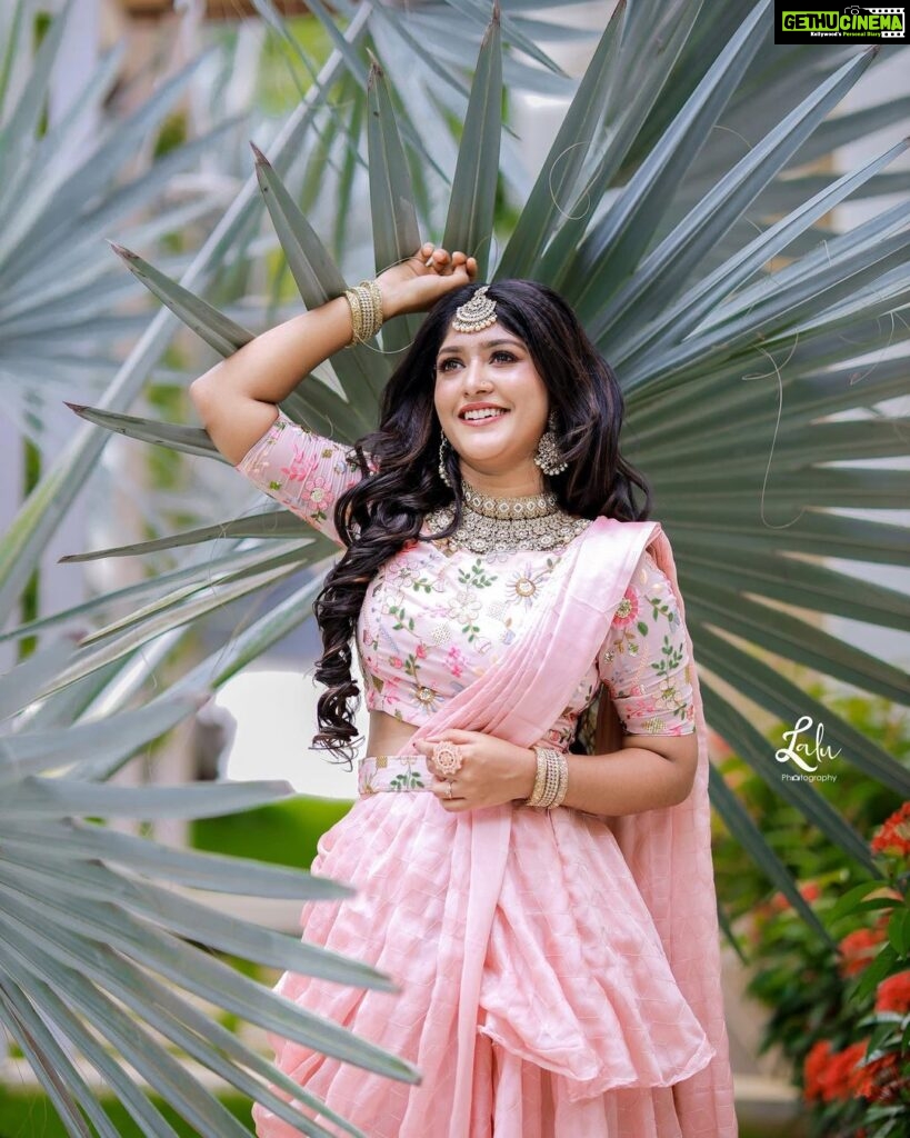 Kalyani Anil Instagram - Living in her dreams….💕 👗 @deepoodesigners.in 💄 @makeover.by.salini 📸 @_lalu_photography_