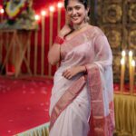 Kalyani Anil Instagram - 🤍🌺🌙 Saree @sreelakshanyaa 📸 @travancoreads @jithuthampifm