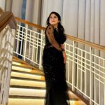 Kalyani Anil Instagram - Step into your dream…✨🖤 Saree @geesahh_designs Neckset @blushingtone_rentals 📸 @deepthi8934 Dubai, United Arab Emirates