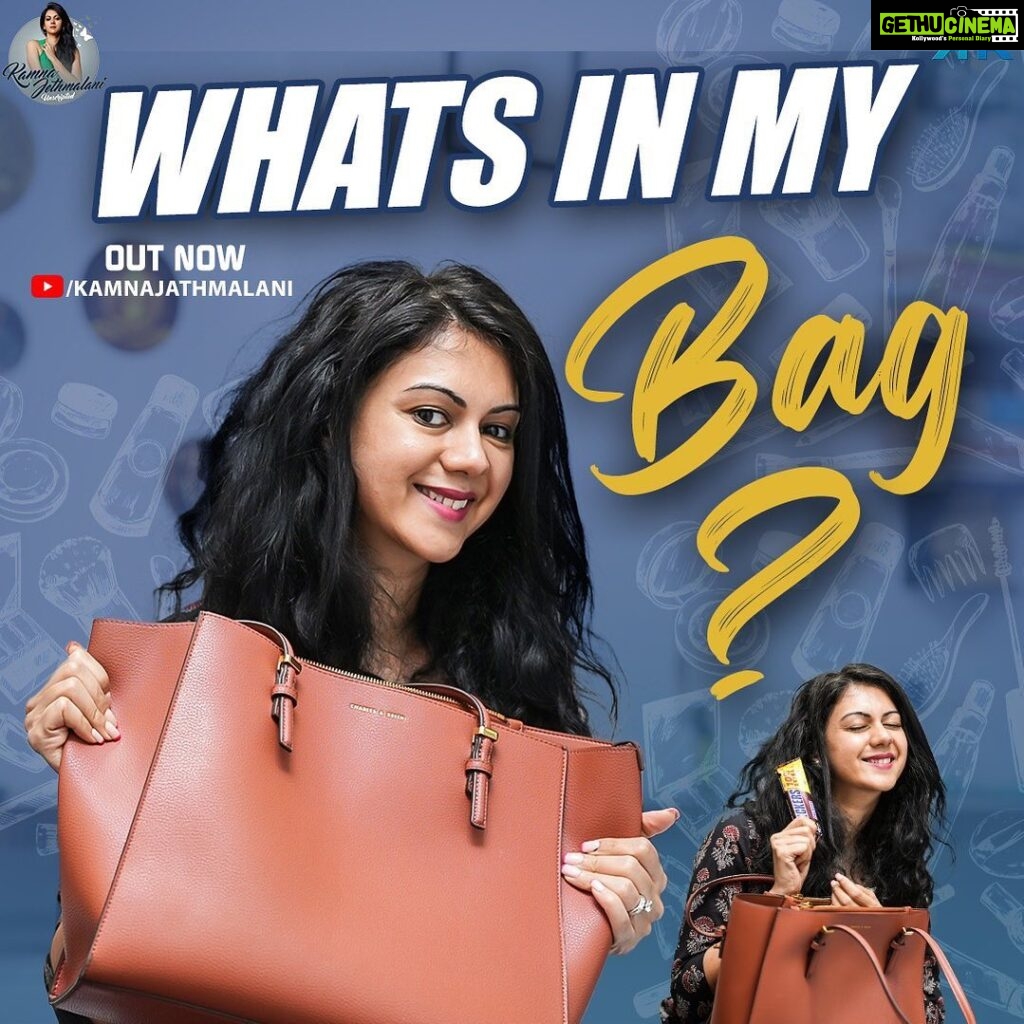 Kamna Jethmalani Instagram - What’s in my bag???? Curious to know???? Detailed video on my YouTube channel.. link in my bio🌸 Do watch and do let me know how did you like the video and what is that you wanna see more of..