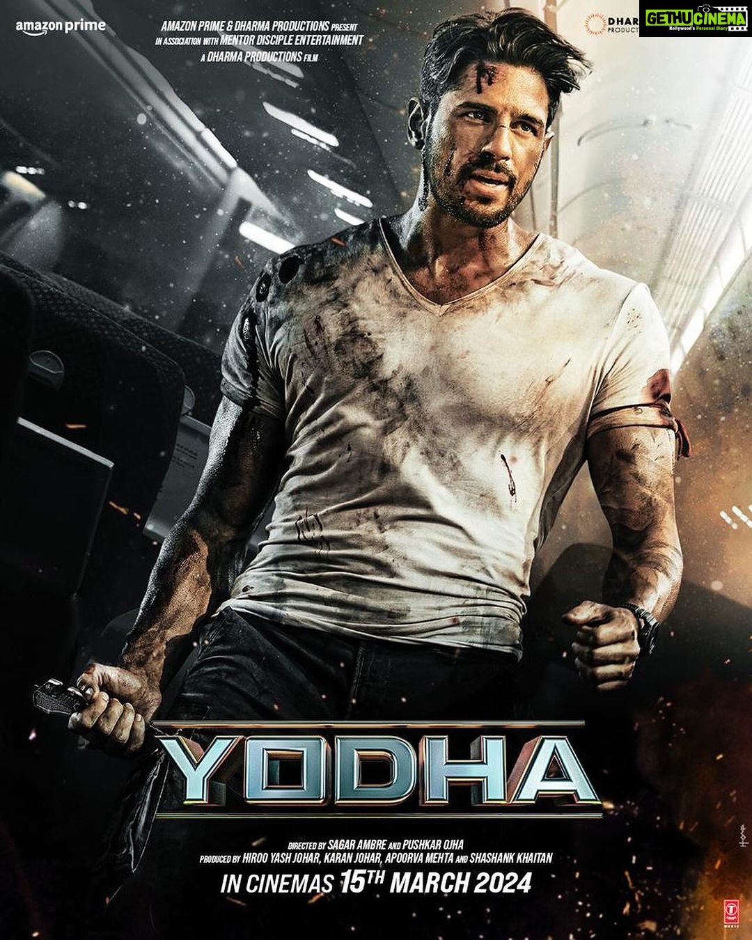 Karan Johar Instagram - We are all geared up, ready to take over the skies with full power and force!!!! #Yodha is arriving in cinemas on 15th March, 2024! Buckle up👊🛩️ @apoorva1972 @shashankkhaitan @sidmalhotra @dishapatani @raashiikhanna @sagarambre_ #PushkarOjha @primevideoin @dharmamovies @mentor_disciple_films @tseries.official