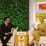 Karan Johar Instagram - Had the pleasure and privilege of being in conversation with the absolutely lovely and stunning @charlizeafrica …. At the #htleadershipsummit She was so eloquent, warm and so compassionate … styled by @ekalakhani 📷 @sheldon.santos