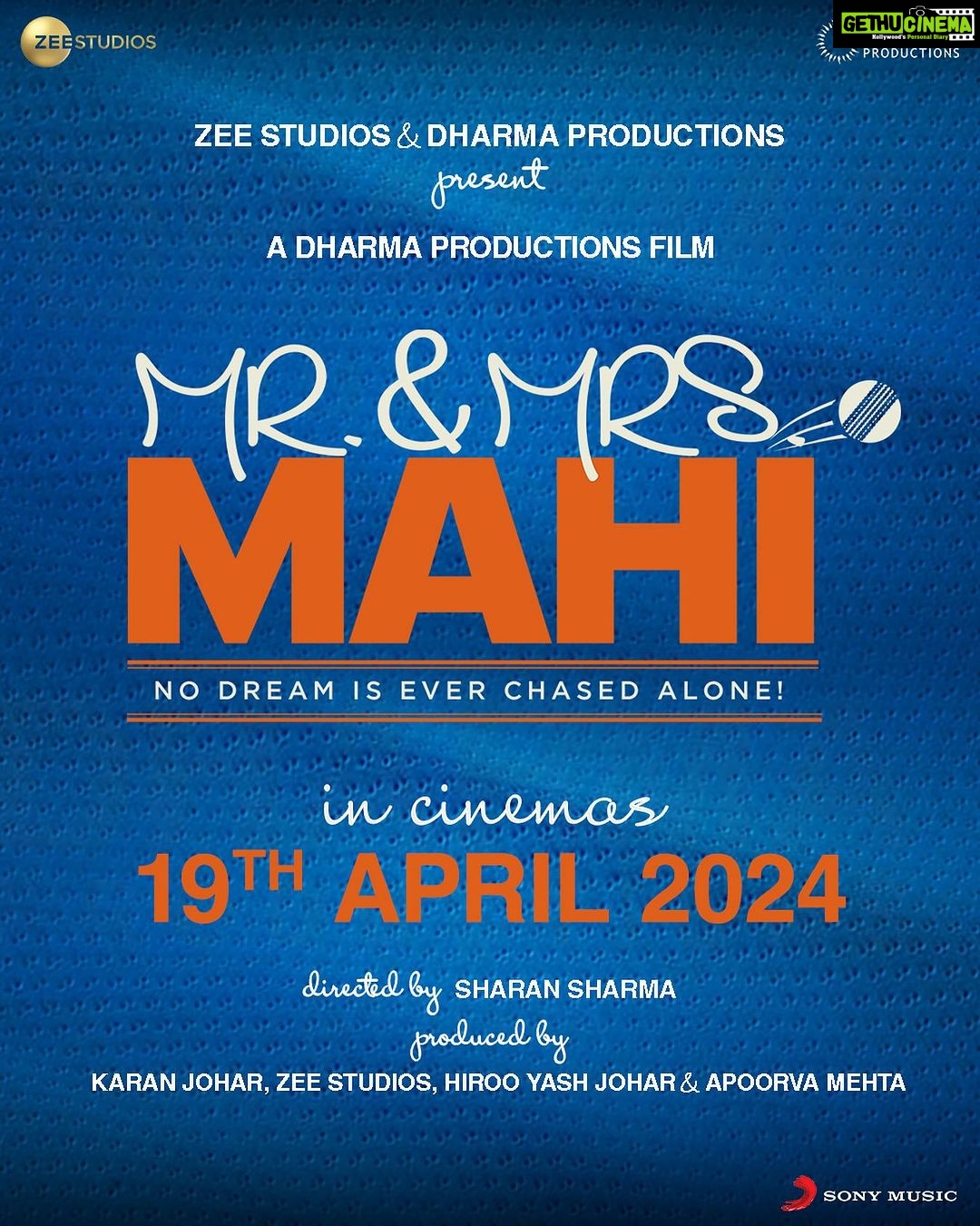 Karan Johar Instagram - It’s all heart and more, that makes a magical story ‘pitch-er perfect’!🧡🧡🧡 #MrAndMrsMahi in cinemas on 19th April, 2024. @apoorva1972 @rajkummar_rao @janhvikapoor @sharanssharma @mehrotranikhil @somenmishra @shariq_patel @dharmamovies @zeestudiosofficial @sonymusicindia