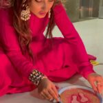 Karishma Sharma Instagram - Diyas, rangoli, and my attempt at not tripping over my festive attire. Diwali adventures! Diwali rule: If it sparkles, it’s worth celebrating. Including my glittery personality. Outfit @sabyasachiofficial