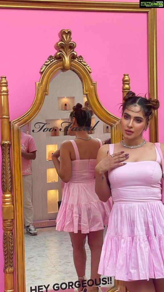 Karishma Sharma Instagram - Here’s Pink Lemonade for Y’all 💗🌸💘🍋🍸🥰 What a beautiful evening 💗 @toofacedlovesindia Dress made by me 💗💗 Drip @dripproject.co All Saints Mumbai