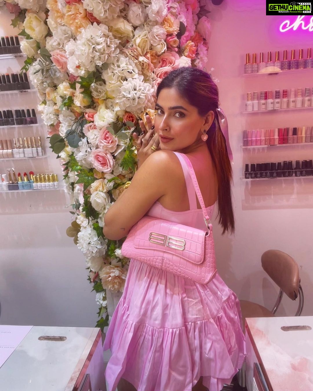 Karishma Sharma Instagram - Embarking on a creative journey! ✨👗 This is just the beginning of my design adventure, with more outfits in the pipeline. Your feedback means the world to me! 💗💗💗 Thank you @studionails_mumbai for my new cat eye 💅 😍 Outfit by me 💛 Earring @wear.ikram #fashiondesign #diyfashion #feedbackwelcome