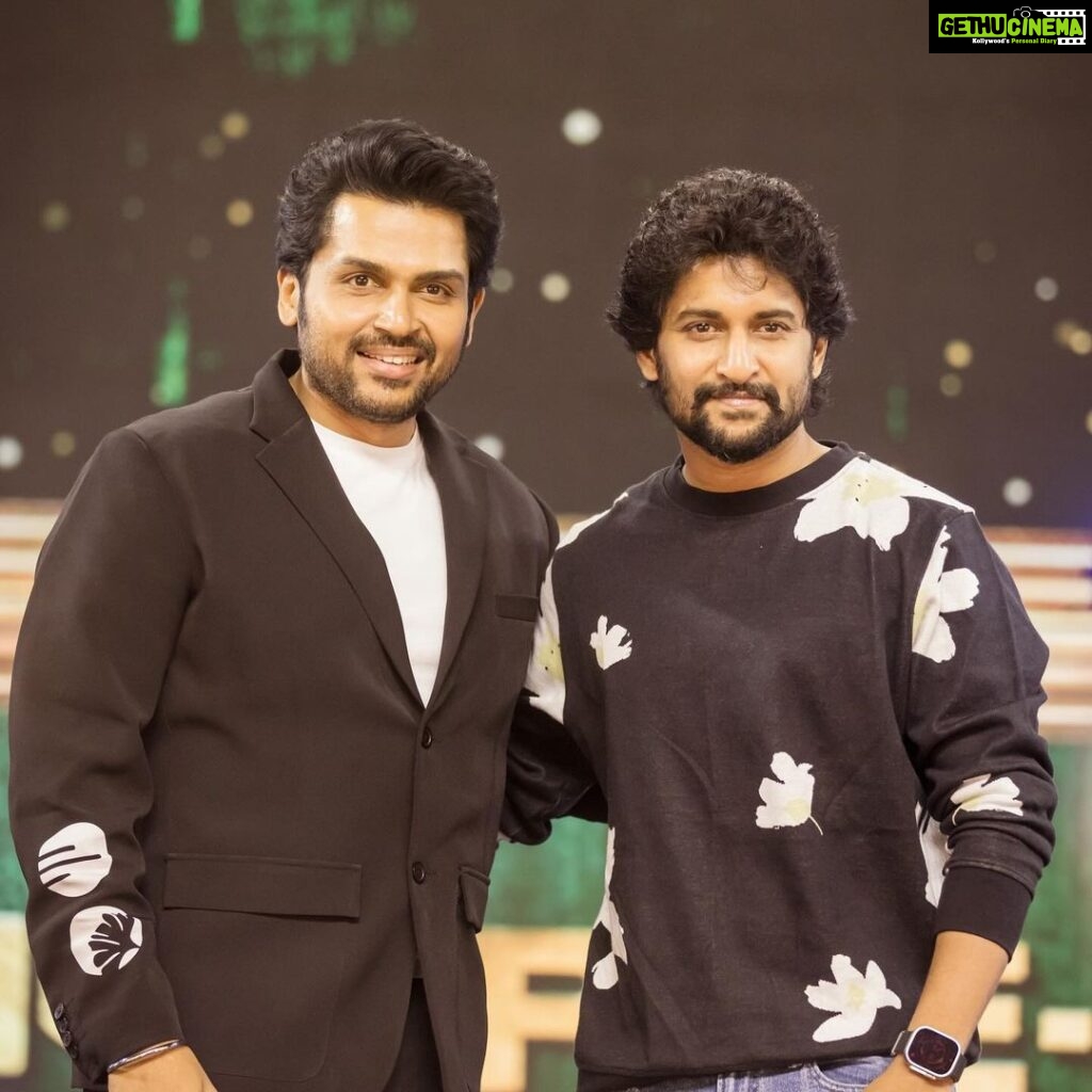Karthi Instagram - Dear @nameisnani As a fellow traveller I see how inclusive you are as a person, keeping it humble and kind. I cheer at your successful attempts to rise beyond stereotypes and nurture young talent. Wish you the very best and thanks for your time last evening. Your presence made it special.