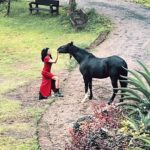 Kavita Kaushik Instagram - Kiss (read bite) of a stallion , Swipe left to see the truth #shivaaz #farm #farmlife #wolves #and #a #Witch