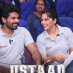 Kavya Kalyanram Instagram - #USTAAD , Surya and Meghana were thrilled beyond by the love and support you guys gave at Vijayawada! See you at the theatres on August 12th ♥️ Vijayawada, India