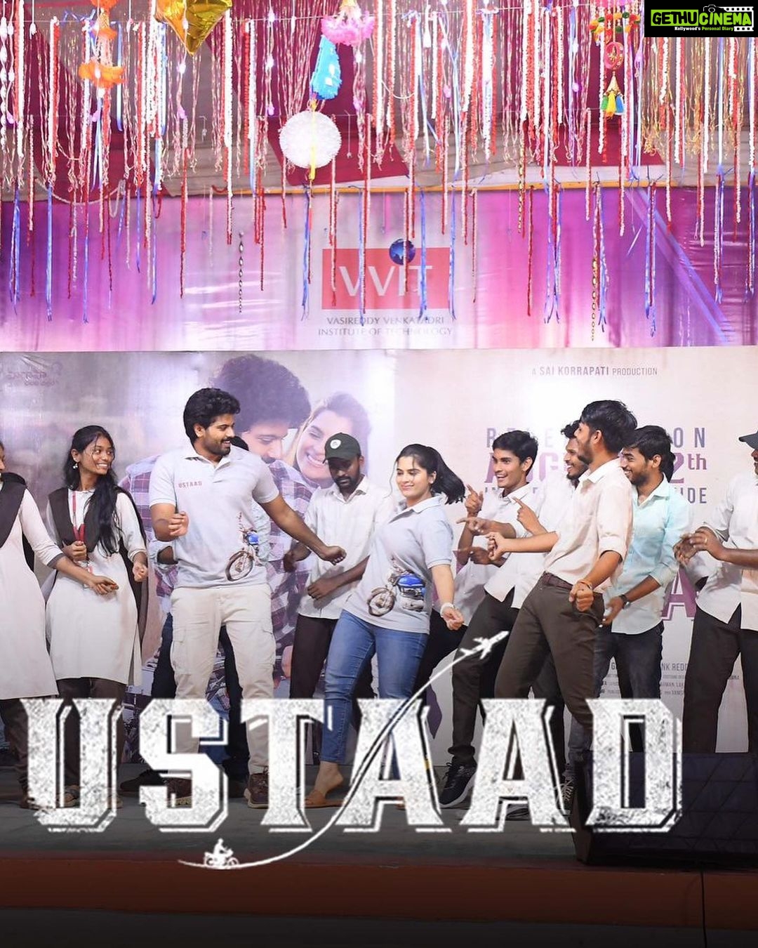 Kavya Kalyanram Instagram - #USTAAD , Surya and Meghana were thrilled beyond by the love and support you guys gave at Vijayawada! See you at the theatres on August 12th ♥️ Vijayawada, India