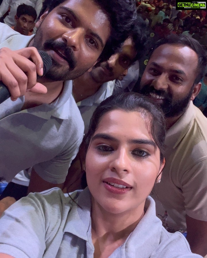 Kavya Kalyanram Instagram - #USTAAD , Surya and Meghana were thrilled beyond by the love and support you guys gave at Vijayawada! See you at the theatres on August 12th ♥️ Vijayawada, India