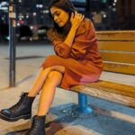 Keerthi shanthanu Instagram - Cool breeze , Blurry mind , dark night…. Happy hour it is🧡 #canadanights 📸 @chithrapriya #night #canada