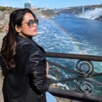 Keerthi shanthanu Instagram – Lost in the beauty of my surroundings!🖤🩵
#niagarafalls #canada #rainbow #traveller