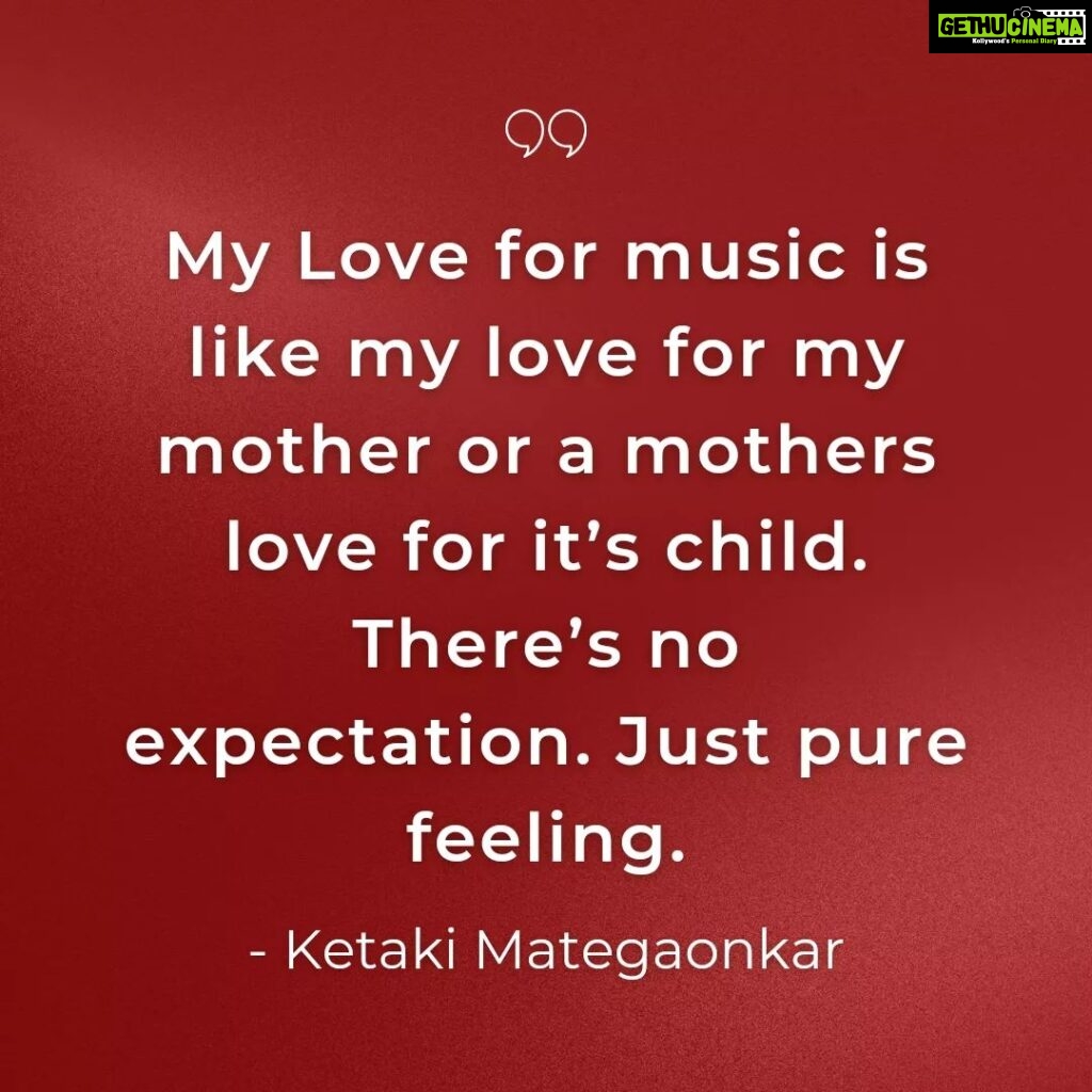 Ketaki Mategaonkar Instagram - My Love for music is like my love for my mother or a mothers love for her child. There’s no expectation. Just pure feeling. - Ketaki Mategaonkar #ketakimategaonkar #music #artist #musician #singer #explorepage #instagram #instagood #love #instadaily #quotes #quoteoftheday #quotestoliveby