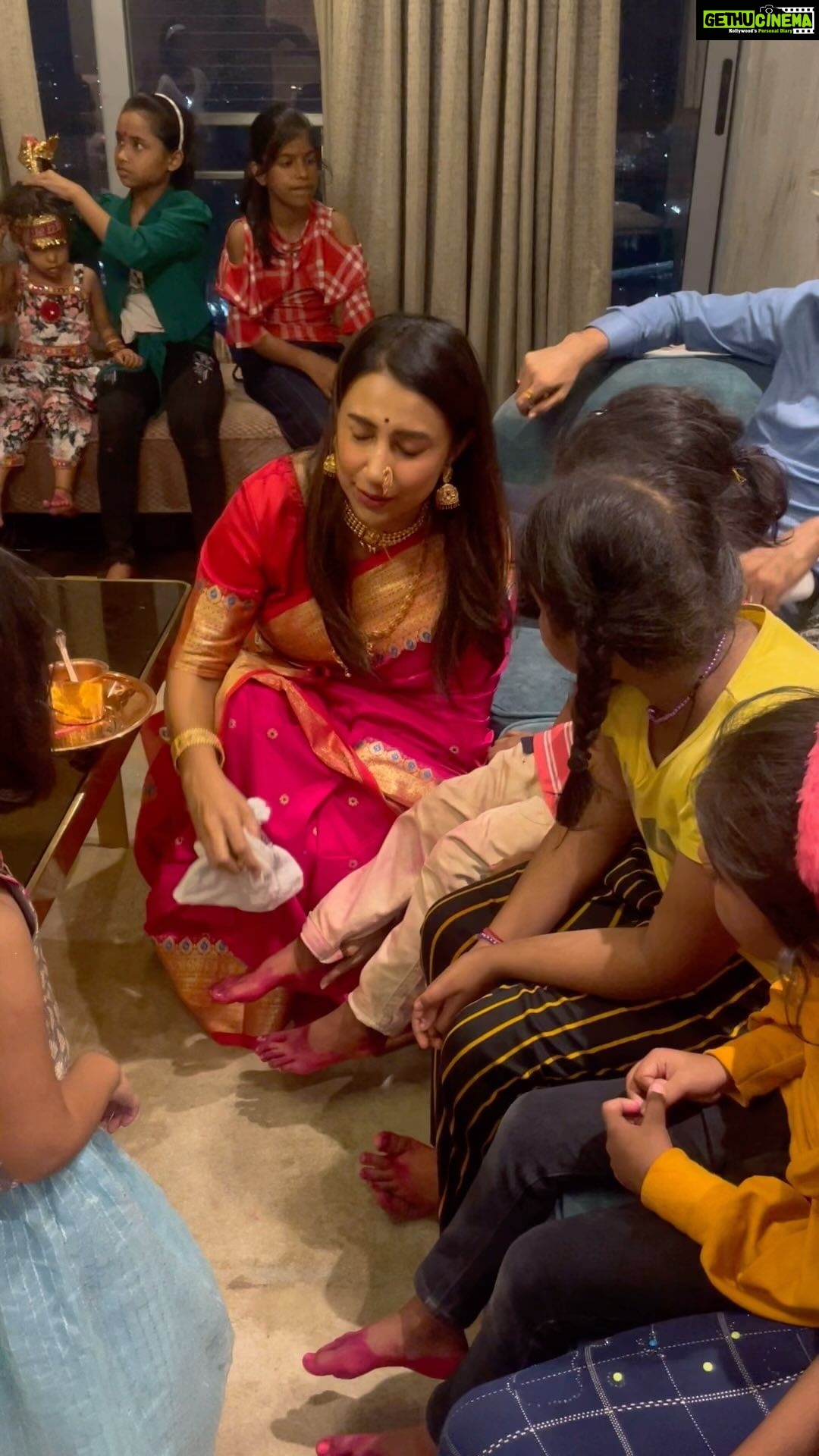 Kranti Redkar - 58.5K Likes - Kanya pujan at our home , we pray to our Maa Durga to take care of us and gives us strength to fight all kinds of evil the ones inside us as well as our. Ani tumha Sarwanna Dasryachya shubhechha 🙏🙏