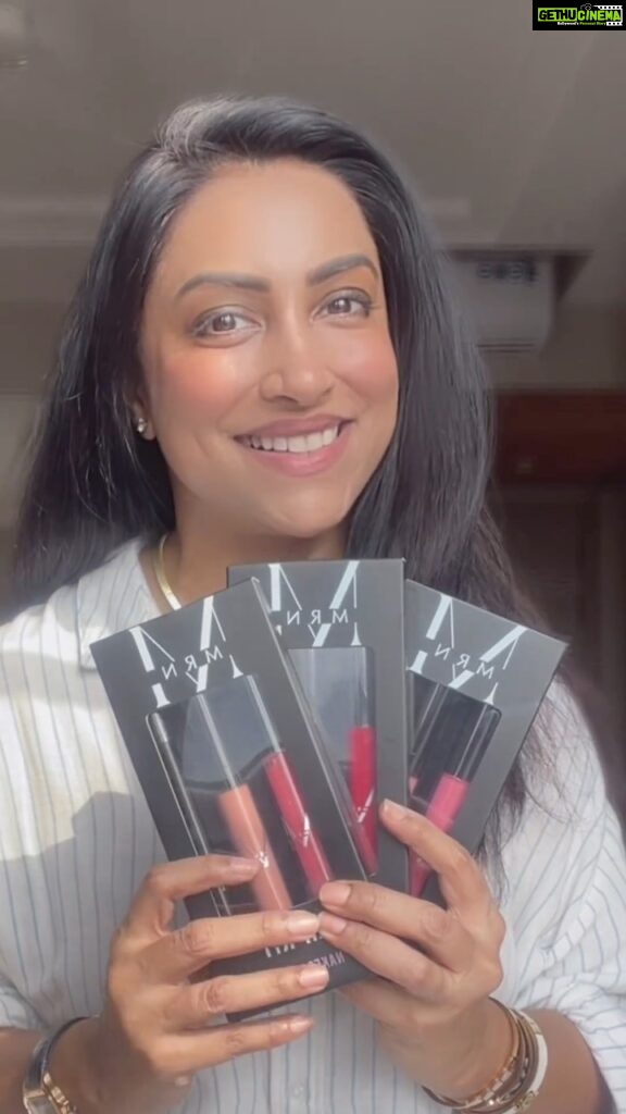 Kranti Redkar Instagram - My honest review of @mrn_artistry a celebrity make up brand . The liquid mattes are light and soft , they are not dry and definitely not powder. They stay for a real long time. The glosses are premium and yet not sticky. The glosses are great for keeping your lips moisturised all day. ABOUT THE SHADES NAKED NECTOR : it’s a great nude , the gloss is slightly pinkish make it great for any skin tone. PINK PEONY : it will look beautiful on Fair skin tones as the shade is very light and peachy. Rouge Romance : This is just the perfect RED. The one that we always hunt and never find. It’s just perfect. Straight out of a vintage film. It’s gorgeous 😍