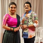 Krishna Praba Instagram - #madhumozhi on Asianet Celebrating our Legend Madhu sir's 90th bday.. Blessed to have a platform with Legends as a #singer Thank you @rajeev.kumartkgmail.com7 @asokkumar_gopi @asianet #stage #celebration #legends #birthday #asianet #malayalam #malayaleepride #music