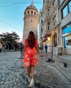 Kritika Sharma Instagram - Tourists Spots to visit in Istanbul Part - 2 
1.  Blue Mosque 
2.  Seven Hills restaurant - they let you feed the birds and you can see blue mosque and Hagia Sofia as well so do visit 
3.  Grand Bazaar - For shopping and bargaining is must ! 
4.  Topkapi Palace 
5.  Galata Tower 
6.  Suleymainiye Mosque
7.  Taksim Street 
8.  Baklava and Turkish Tea 
9.  Kumpir - potato filled with veggies and sauces a famous street food for vegetarians 
10. The famous St Sebastian cake at Galata Tower! 
 
Comment below if you have any questions ! 
Outfit Details
Blue dress @thesushclothing 
Orange dress @label.taikee 
Styled by @_vaishnavii.3011 

#turkey #istanbul #2023 
#touristsplacesinistanbul #travel #tourist