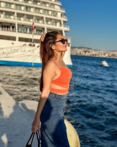 Kritika Sharma Instagram - GALATA PORT , Istanbul ❤️ 
This is on the European side of Istanbul filled with lots of hotels with the view of the sea and the Bosphorus bridge and KARAKOY - a street with colourful cafés and food !

Skirt - @a_trolley_ofclothes