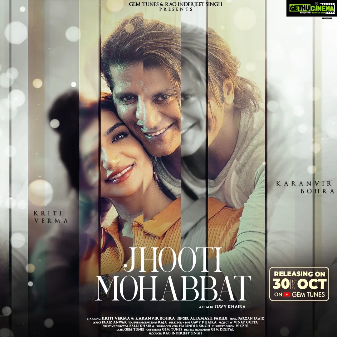 Kriti verma Instagram - 💔 Embrace the depths of emotions with 'Jhooti Mohabbat' releasing on Oct 30, 2023, exclusively on GemTunes YT Channel. Let the heartache and melody intertwine. 🎶❤️ #JhootiMohabbat #HeartbreakMelody #GemTunes #Oct30Release @kritivermaofficial @karanvirbohra @officialaltamashfaridi @raoinderyadav @reena.indereena @gavy_khaira @faaizanwaar @farzanfaaiz @postermonkey @gemdigitaloffcial @gemtunesofficial @vinayguptaofficial_ @thismohitjain #jhootimohabbat #raoinderjeetsingh #reenayadav #gemtunes #gemdigital #relesingposter