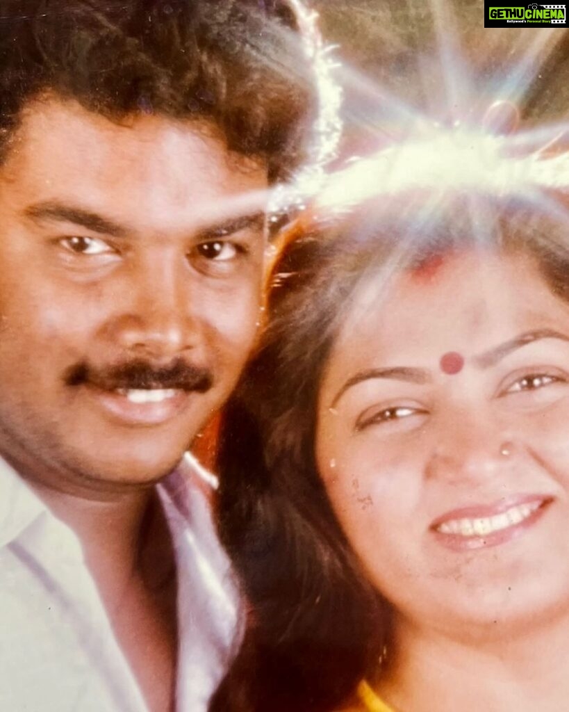 Kushboo Instagram - I knew the halo, shining above my head, was waiting in the wings. His name was Sundar.C. ❤️ Pic taken in Feb ‘95, just 2 days after he proposed to me. How time flies so fast..