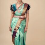 Kushee Ravi Instagram - 🦚 . . Pc : @photoboothcaptures , @niteshmehta_photography Mua : @dr.durga_worldrecordholder Jewels : @thespatika Saree : @kalamandirfashions Hair : @_makeover_by_nirmala_