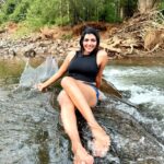 Lahari Shari Instagram - Just me, a rock, and the river. Finding joy in the simple pleasures of life.💃 Photographer : @troyphotographyofficial #WaterPlay #RiverVibes #NatureLover #HappinessIsHere #SmilingFromEarToEar #LivingInTheMoment #BlissfulDays #RockingWithNature #SereneSerenade Hyderabad