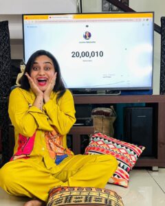 Lakshmi Nakshathra Instagram - We hit 2 Million Subscribers in YouTube channel. You heard it right..."WE". ❤️🤗🤗💃🏻
Thanks to each of my Subscribers & Viewers for making it happen!😍
Gratitude is a divine emotion -  it fills the heart and soul. I couldn't be more grateful for making this happen now. September can't get more beautiful than this! 💫💫💃🏻

Thanx a Ton ✌️

Link in bio to know more about #lakshminakshathra official 
You Tube Channel ! ❤️

Outfit @tahaanadesigns 
#lakshminakshathra #youtube #2million #youtuber #happiness #hardwork #hardworkpaysoffs @youtubeindia @youtube @youtubecreatorsindia