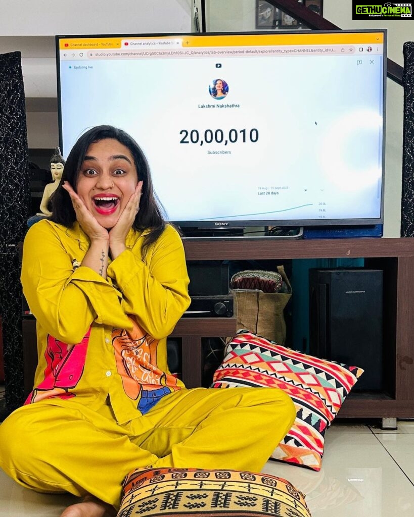 Lakshmi Nakshathra Instagram - We hit 2 Million Subscribers in YouTube channel. You heard it right..."WE". ❤️🤗🤗💃🏻 Thanks to each of my Subscribers & Viewers for making it happen!😍 Gratitude is a divine emotion - it fills the heart and soul. I couldn't be more grateful for making this happen now. September can't get more beautiful than this! 💫💫💃🏻 Thanx a Ton ✌️ Link in bio to know more about #lakshminakshathra official You Tube Channel ! ❤️ Outfit @tahaanadesigns #lakshminakshathra #youtube #2million #youtuber #happiness #hardwork #hardworkpaysoffs @youtubeindia @youtube @youtubecreatorsindia