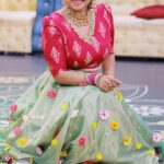 Lakshmi Nakshathra Instagram - “May the colors of Onam brighten your life and bring good luck ! ❤️ Happy Onam 💫🤗 #lakshminakshathra Vc. @3leaf_photography Outfit: @acornfashionlines Stylist : @stylewithandriya Muah @mukeshmuralimakeover Asst. @arju Co- stylist : @eb___it @_aleenaraju Neck piece : @___dheri___ Ring : @keyaa_by_kartika Bangles and long neck peice: @reem_jewel #onam #onamcelebration #onamspecial #flowers