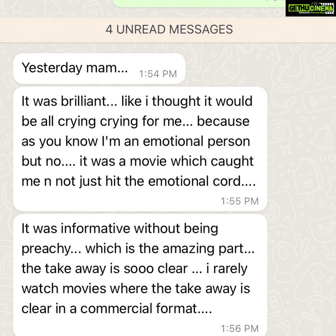 Lakshmy Ramakrishnan Instagram - So happy to receive some hearty comments from people for whom the film worked, #areyouokbaby is not a tear jerker for sure, maybe there is much more to aspire for , but the fact is that , it caters to a specific target audience which loves the film, learning never stopsđź’•